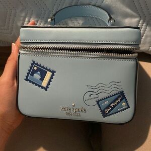 Kate Spade Trunk Crossbody Bon Voyage Off The Grid Blue Leather Bag and wallet